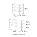 3 Tier Frame Extendable Shoe Rack | White