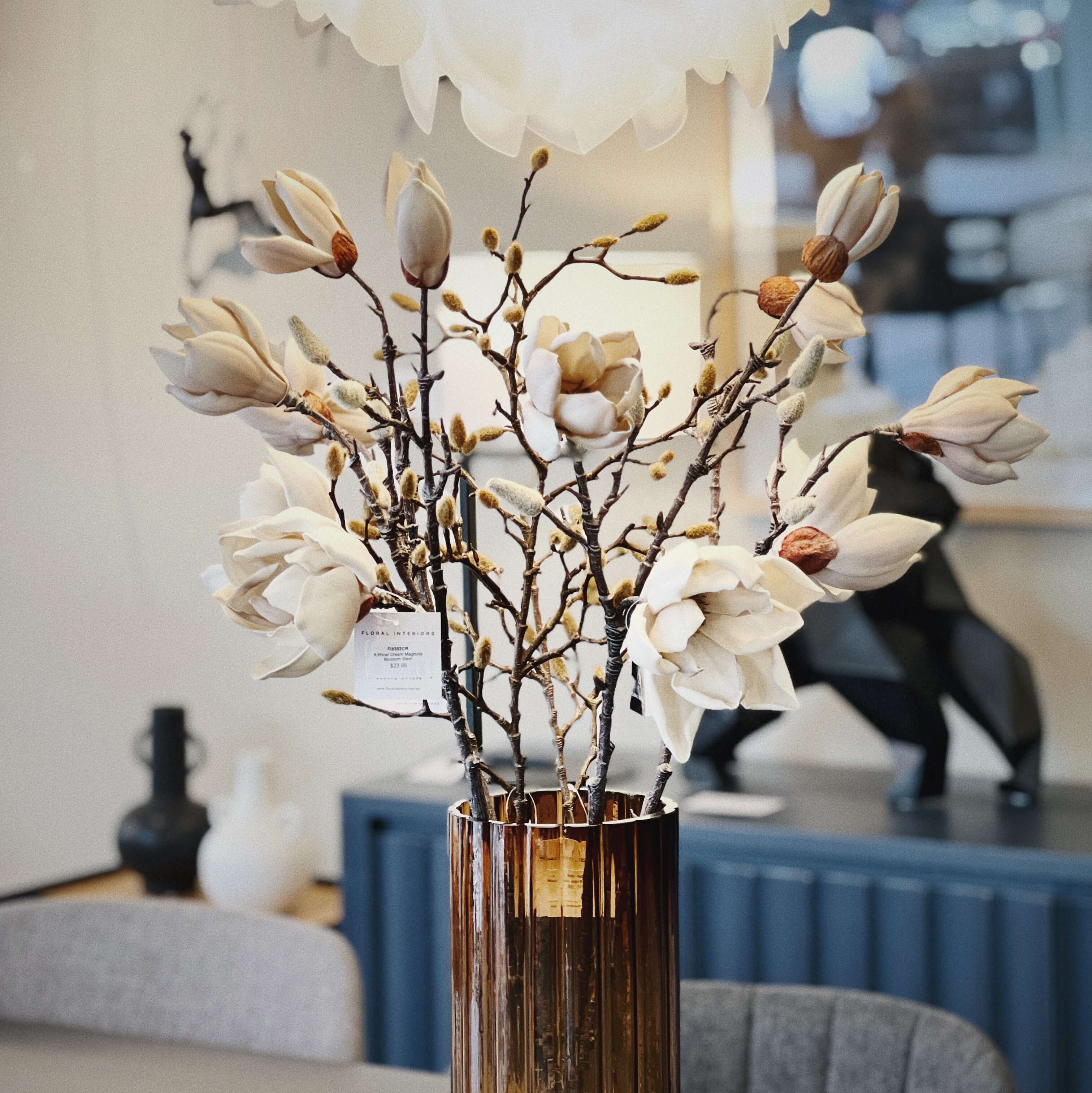 Artificial Cream Magnolia Blossom Stem - CLU Living Pty Ltd