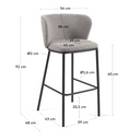 Carly Bench Barstool | Stone Grey Boucle