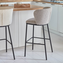 Carly Bench Barstool | Stone Grey Boucle