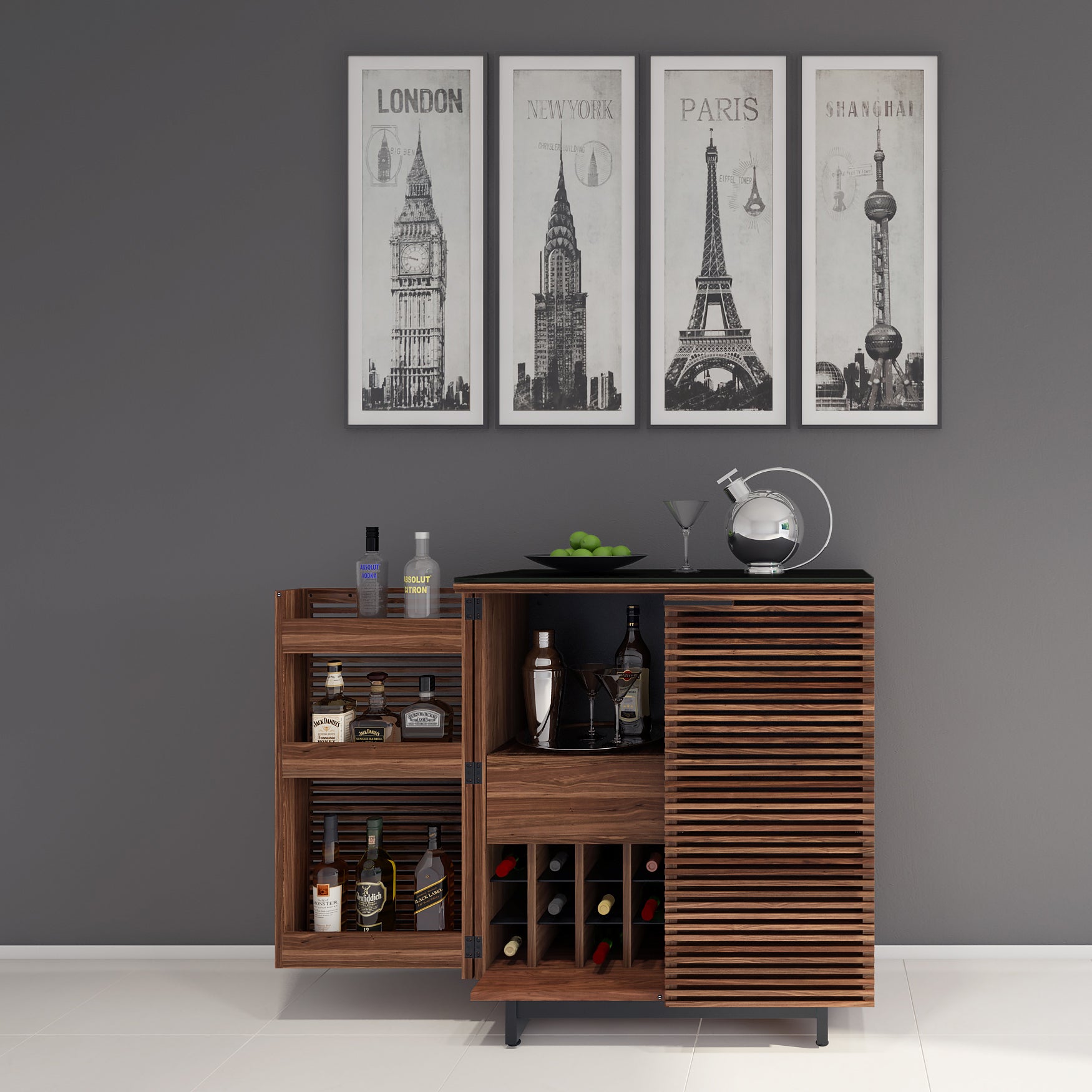 Corridor Bar Cabinet Natural Walnut CLU Living Pty Ltd