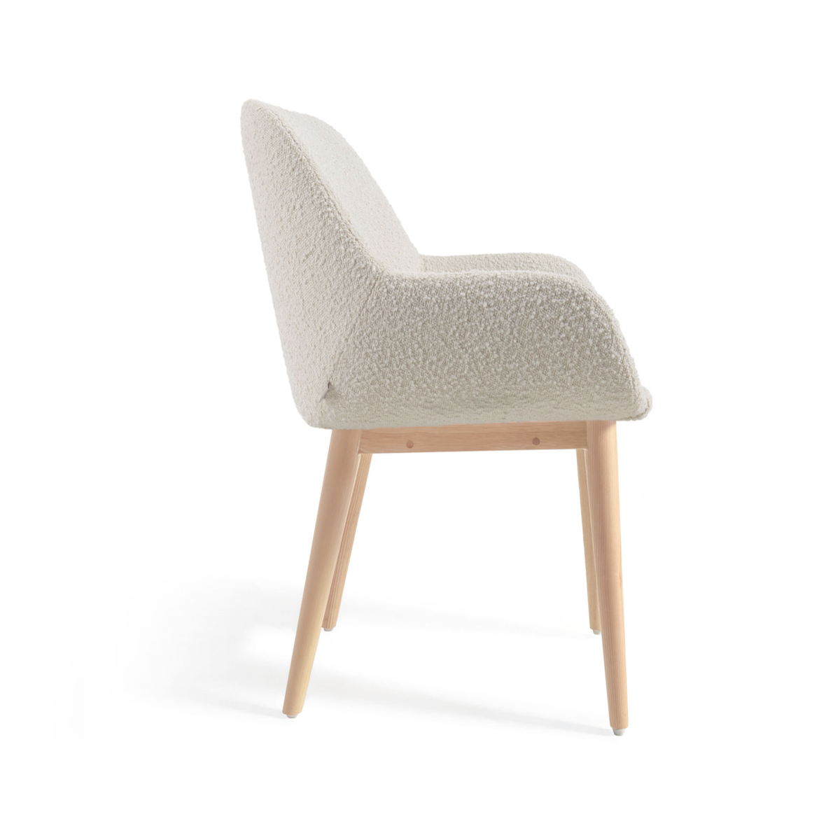 Kylie Timber Leg Dining Chair Ivory White Boucle CLU Living