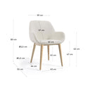 Kylie Timber Leg Dining Chair | Ivory White Boucle