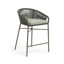 Risa Bench Height Patio Barstool | Dark Green
