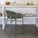 Risa Bench Height Patio Barstool | Dark Green