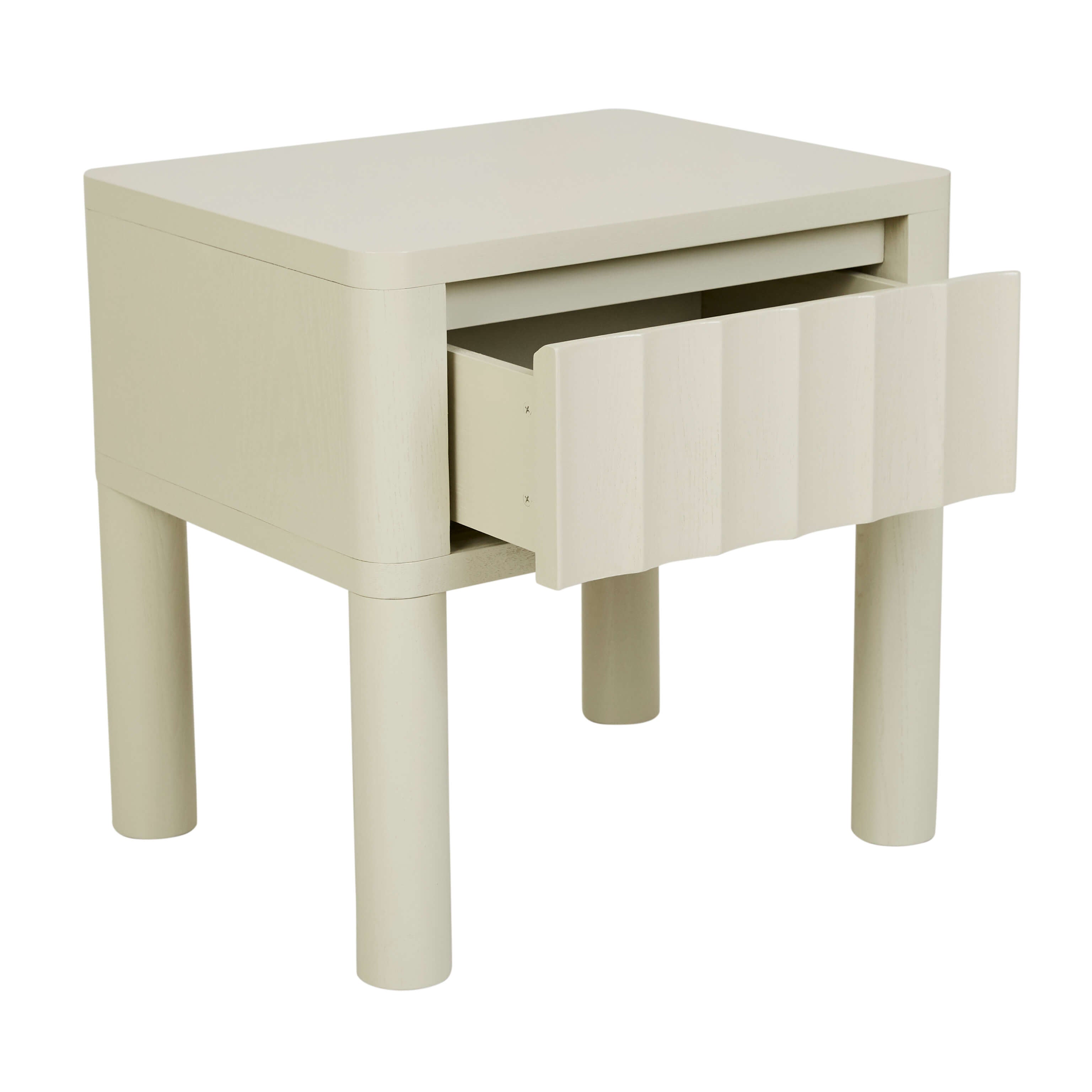 Oliver Fluted Bedside Table Putty CLU Living Pty Ltd