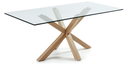 Clear glass top/ natural legs