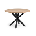 Vega Round Dining Table | Natural Top / Black Legs
