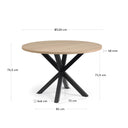 Vega Round Dining Table | Natural Top / Black Legs