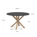 Vega Round Dining Table | Black Top / Natural Legs