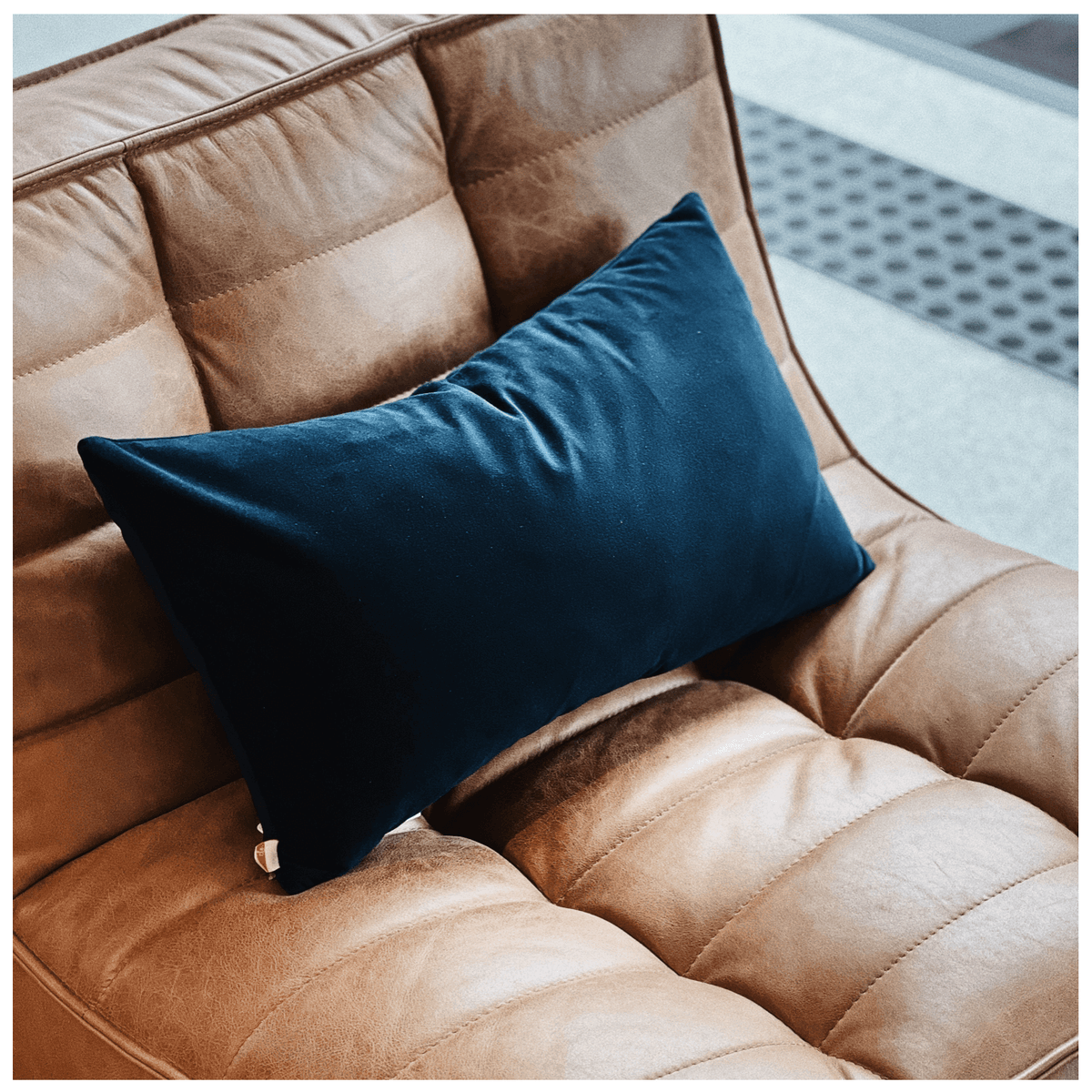 Amsterdam Velvet Rectangular Cushion Navy CLU Living Pty Ltd