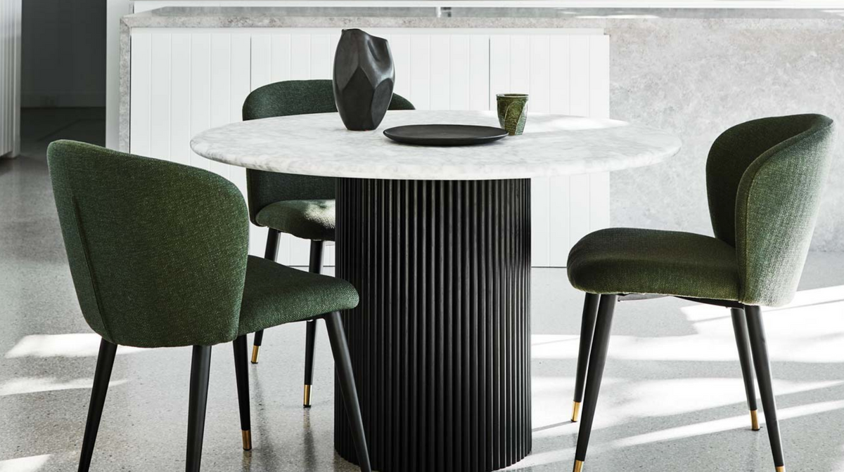 Benjamin Ripple Marble Dining Table Matt Black CLU Living Pty Ltd