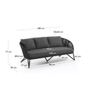 Cally 3 Seater Patio Sofa | Black
