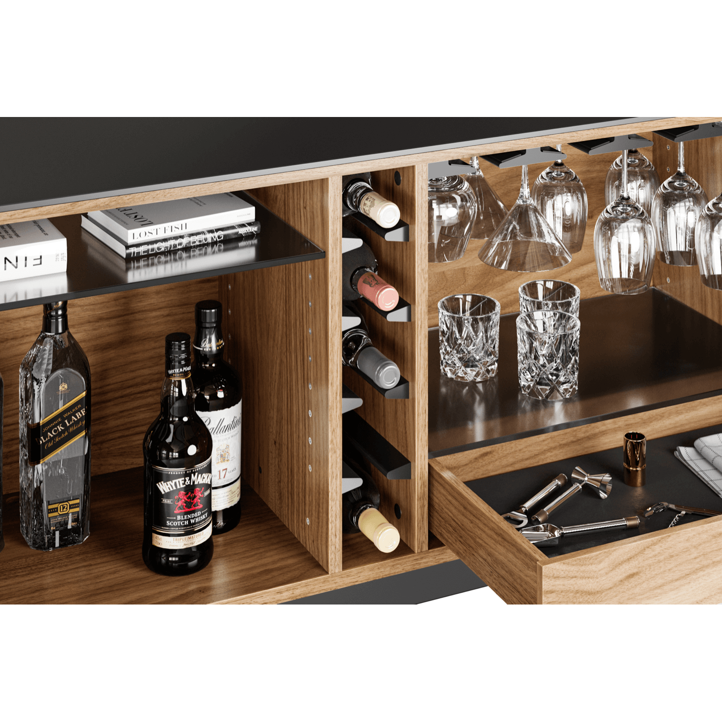 Corridor 5621SV Bar Cabinet Charcoal Stained Ash CLU Living Pty Ltd