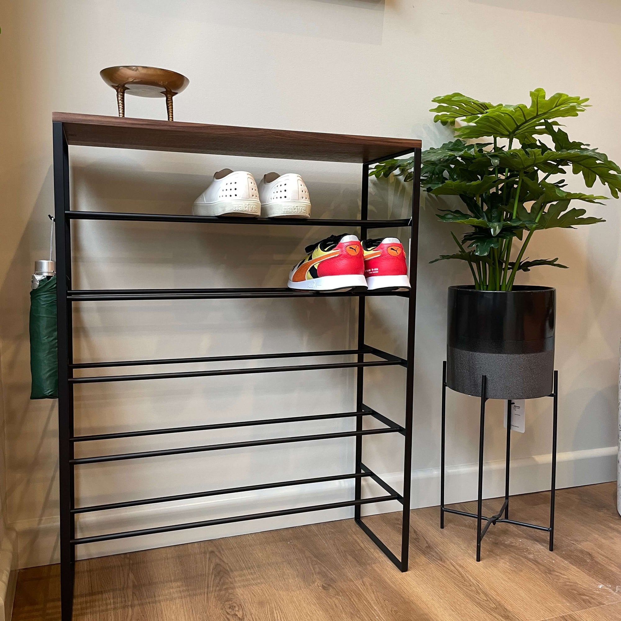 Tower Shoe Rack Console Table Black CLU Living Pty Ltd